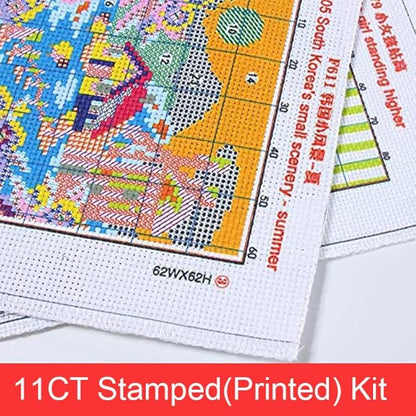 Maydiyer Cross Stitch Kits Stamped Full Range of Embroidery Starter Kits for Beginners, DIY 11CT Easy Embroidery Kit for Girls-The Magic Castle 17.3×20.9 inch