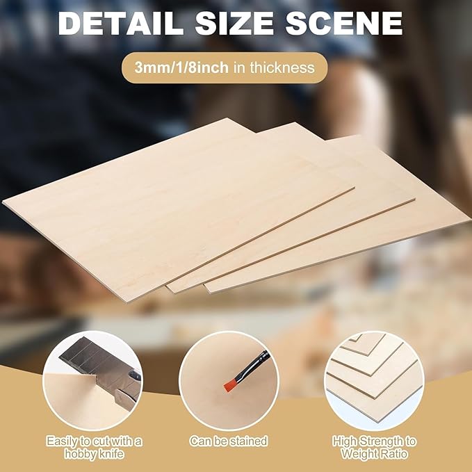 36 Pack Basswood Sheets 12 x 16 x 1/8 Inch - 3mm Unfinished Basswood for Laser Cutting & Engraving, Thin Plywood Board Unfinished Wood Sheet for Crafts Wood Burining, Painting, Architectural Model