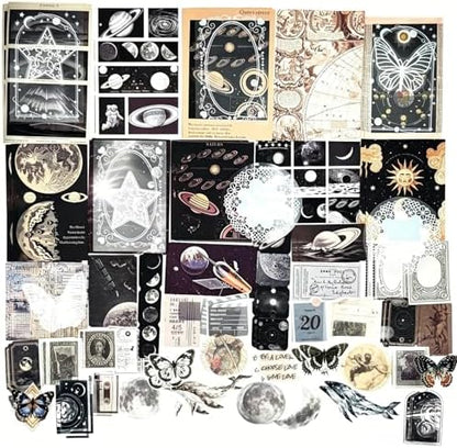 Esweny 100 PCS Vintage Ephemera Pack Journaling Scrapbooking Supplies Scrapbook Sticker Paper Kit for Junk Journal Planners Collage Craft Notebooks Decoupage Album (Space) by Esweny