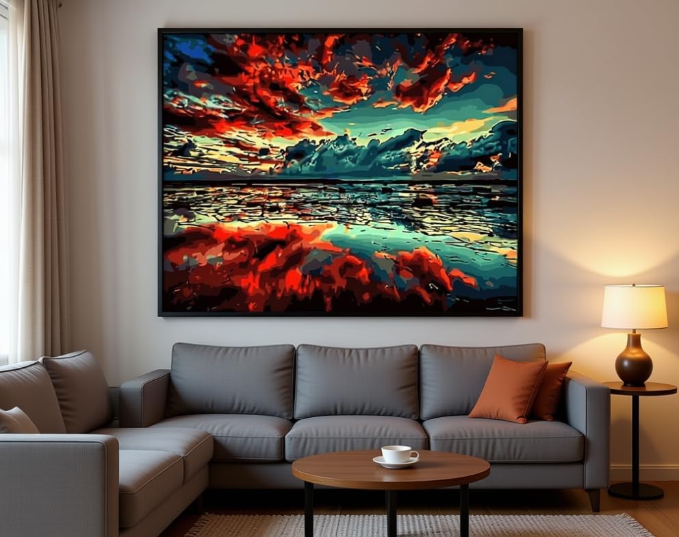 BAISITE Paint by Numbers Kit for Adults,16" Lx20 W Canvas for Painting Kits for Adults in Colorful Box-Breathtaking Colorful Scenery 8481-Already Stretched on a Wooden Frame - Image 6