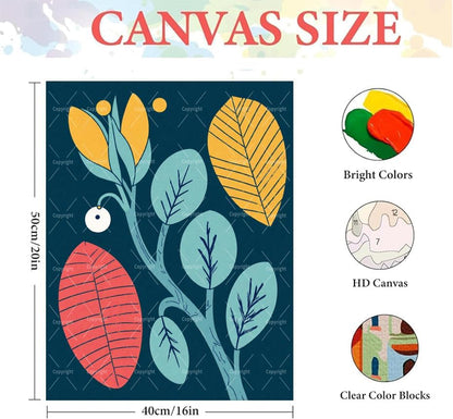 Botanical Paint By Numbers Kit For Adults - Diy Modern Plant Leaves Painting On Canvas 16X20 In, Acrylic Paint Set, Suitable For Beginners, Bedroom Decor Art For Home Decoration Or Gifts, Unframed - Image 2