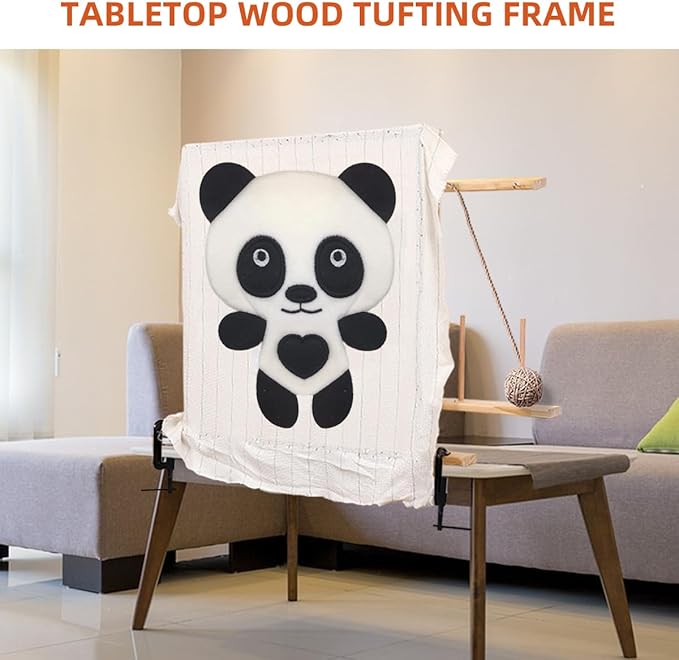 Tufting Frame, Rug Tufting Frame, 27.5”x 27.5” Tufting Frame for Rug Making, Wooden Rug Making Tools Kit Suitable for Electric Rug Gun Sewing Embroidery Rug Making Beginner (27.5in x 27.5in)