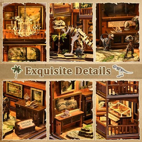 Dinosaur Fossil Museum Book Nook Kit, DIY Miniature Model with LED - Image 6