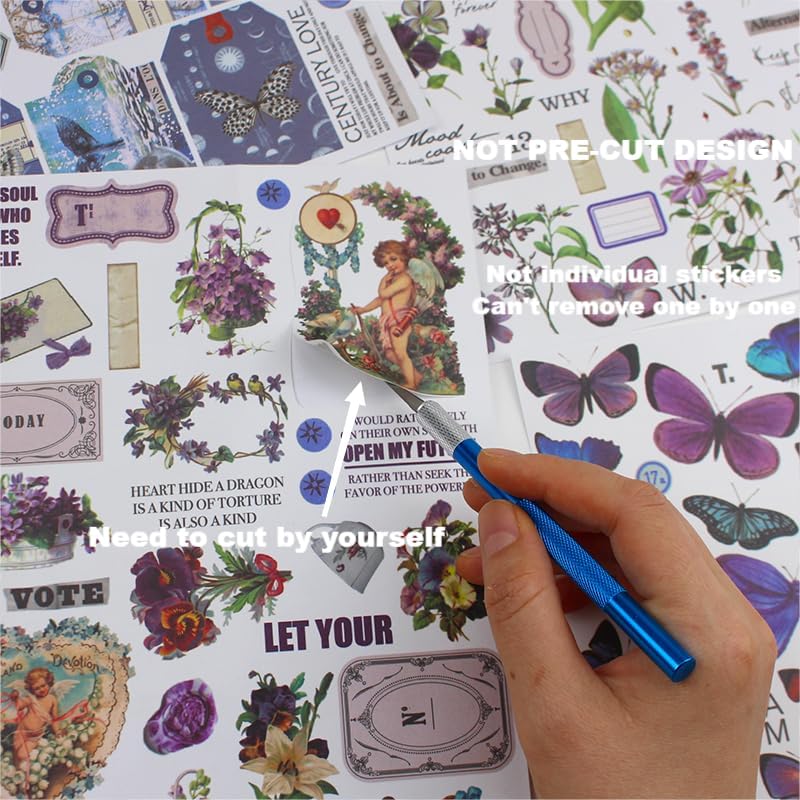 Vintage Washi Sticker Book Ephemera for Junk Journals,800+ Journaling Stickers for Scrapbooking Supplies, Collage, DIY Crafts Arts Decorative 24 Sheets - Image 6
