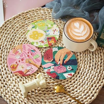 8 Pcs Diamond Art Coasters Kit for Adults Beginners, Poker Diamond Painting Coasters with Holder, 5D Cocktail Gem Art DIY Crafts Diamond Dots for Gift - Image 5