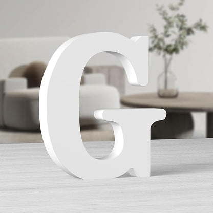 AOCEAN 10 Inch White Big Wood Letters, Unfinished Wooden Letters for Wall Decor Decorative Standing Letters Slices Sign Board Decoration for Craft Home Party Projects (G)