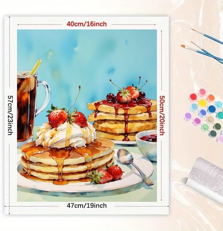 TAOPAOLAB Tasty Dessert Paint by Numbers Kit for Adults - DIY Honey Drizzle Pancake Painting on Canvas 16x20 Inches, Acrylic Paint Set, Suitable for Beginners, Art for Home Decoration or Gifts - Image 2