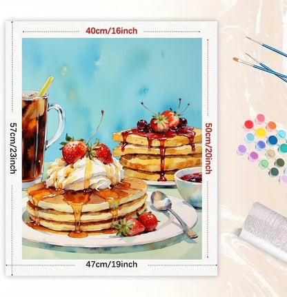 TAOPAOLAB Tasty Dessert Paint by Numbers Kit for Adults - DIY Honey Drizzle Pancake Painting on Canvas 16x20 Inches, Acrylic Paint Set, Suitable for Beginners, Art for Home Decoration or Gifts - Image 2
