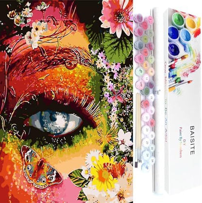 BAISITE Paint by Numbers Kit for Adults Beginners,16" Wx20 L Canvas for Painting Kits for Adults in Colorful Box-Color Eye Mother Earth 8407 by PaintbyNumbersKitsforAdults