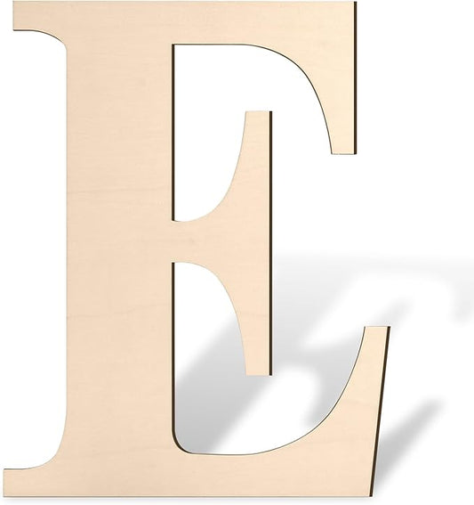 Large Wooden Alphabet Letter E 17 inch Big Wood Letters for Wall Decor, Unfinished Blank Giant Wooden Letters for Crafts, Name Sign, Rustic Wedding, Christmas Home Decoration, Baby Shower