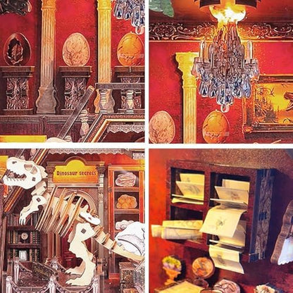 DIY Book Nook Kit, 3D Wooden Puzzle Miniature House Kit Adult, Dinosaur - Image 3
