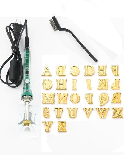 Arokimi 5/8" Wood Burning Letter Kit, 26 Pcs Alphabet Branding Iron Stamps for Wood Leather Hats BBQ Bread, with an 80W Electric Branding Iron
