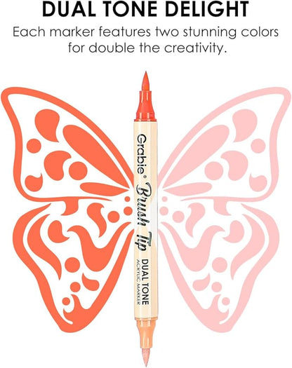 Grabie 72 Colors Acrylic Paint Markers, Soft Brush Tip Acrylic Markers Set, Water Based Acrylic Markers for Wood, Fabric, Canvas, Glass, Stone, Rock Painting and DIY Crafts Art Supplies, Set of 36