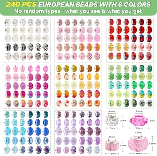 240 Pcs Large Hole Beads for Bracelets, Spacer Bead for Jewelry Making - Image 2