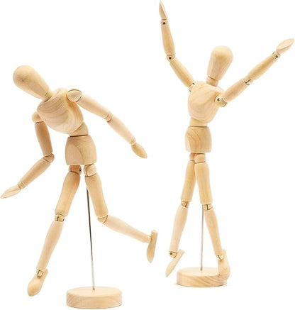 Bright Creations Drawing Mannequin - Wooden Mannequin for Drawing & Figure Reference - 12-Inch, Wooden, 2-Pack