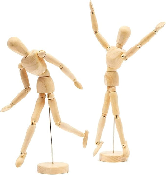Bright Creations Drawing Mannequin - Wooden Mannequin for Drawing & Figure Reference - 12-Inch, Wooden, 2-Pack