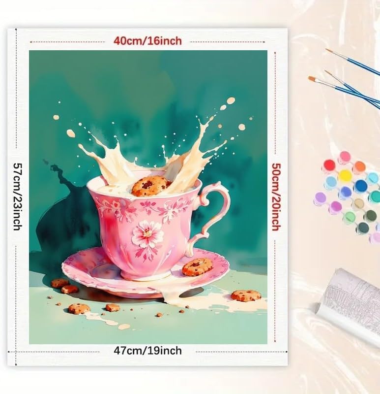 TAOPAOLAB Food & Drink Paint by Numbers Kit for Adults - DIY Milk Splash with Cookies Painting on Canvas 16x20In, Acrylic Paint Set, Suitable for Beginners, Kitchen Art for Home Decoration or Gifts - Image 2