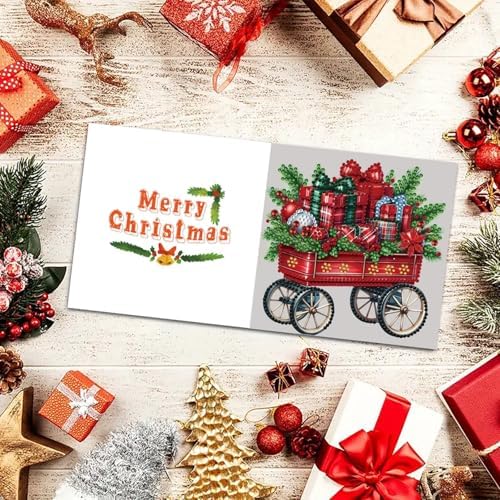 6Pcs Christmas Greeting Card DIY Diamond Art Painting Greeting Cards Blessing Folding Card Kit with White Envelopes Diamond Arts Crafts for Birthday Festival Gift-Christmas02 - Image 5