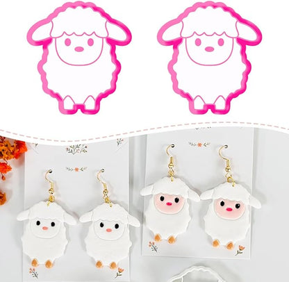 Xaekicr Cute Sheep Polymer Clay Cutters Set – Animal Clay Earring Cutters for Polymer Clay Jewelry Making – Clay Tools & Molds for DIY Crafts
