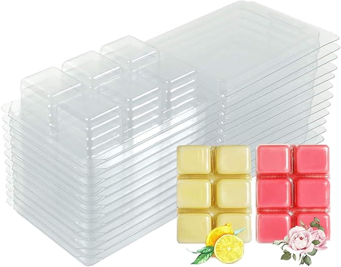 YYCH Wax Melt Molds - 100 Pack Clear Plastic Clamshells for Wickless Candles