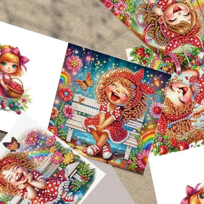 TDFERAN Diamond Painting Bench Rainbow Princess Card 6 Set Red Princess Crystal Puzzle Return Thank You Card Butterfly Garden Handmade Invitations Anniversary Bestie Cards Thank You Cards Wedding - Image 5