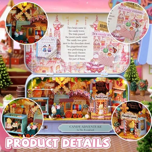 Kisoy Dollhouse Miniature with Furniture Kit, Handmade DIY House Model for Teens Adult Gift (Candy Adventure) - Image 6
