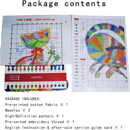 JOYSEWING Horse Stamped Kits Cross Stitch Kits 11CT 3 Strands Beginners Embroidery Kits Handmade Counted Patterns DIY Gift Home Decoration - (The Horse and The Hedgehog (Printed)) 20.1×24 inch