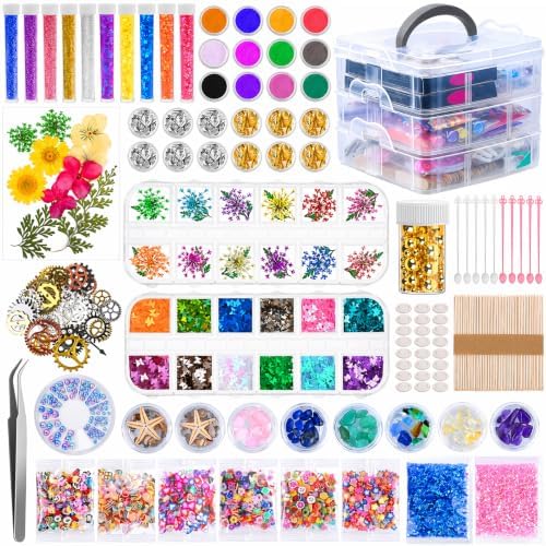 QimYiag 138 Pcs DIY Resin Kit, Epoxy Resin Kit, Resin Jewelry Making Kit Silicone Molds for DIY Crafts Jewelry Making by Unknown
