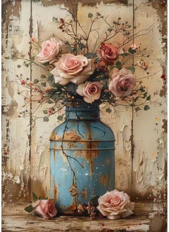 Paint by Numbers Kit for Adults,Rose Vase ainting by Numbers for Beginners by Unknown