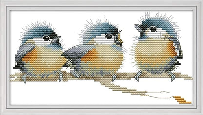 Maydiyer Cross Stitch Kits Stamped Full Range of Embroidery Starter Kits for Beginners DIY 11CT Easy Patterns Embroidery Kit for Girls-Three Birds 12.6×7 inch