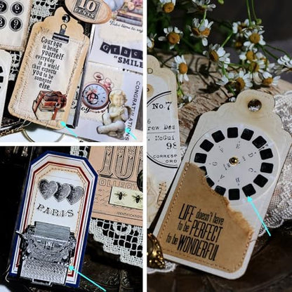 CATaireen Vintage Junk Journal Items Kit Pre Cut Paper Cards Cutout Cardstock Art Aesthetic Decor Hollow Out Craft Elements Small Embellishments Supplies for Adults Scrapbook Pack (Typewriter) - Image 4