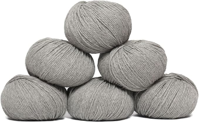 100% Baby Alpaca Yarn Wool Set of 6 Skeins (300 Grams) DK Weight - Made in Peru - Heavenly Soft and Perfect for Knitting and Crocheting (Silver Gray, DK - 6 Skeins)