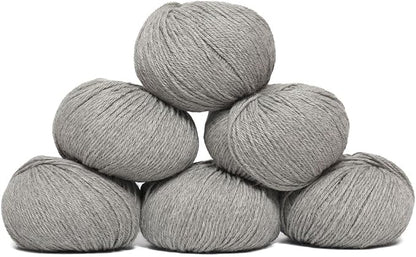 100% Baby Alpaca Yarn Wool Set of 6 Skeins (300 Grams) DK Weight - Made in Peru - Heavenly Soft and Perfect for Knitting and Crocheting (Silver Gray, DK - 6 Skeins)