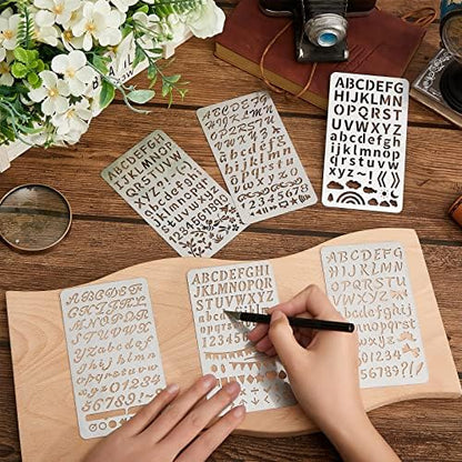 Lewtemi 6 Pcs Metal Wood Burning Stencils, Letter Style Letters Numbers - Image 5
