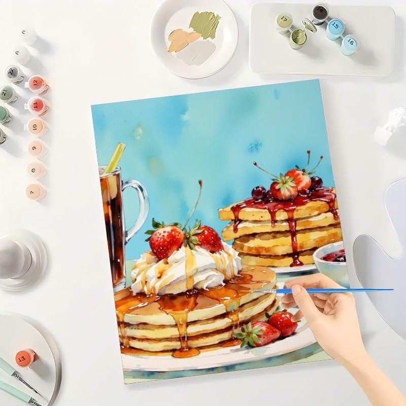 TAOPAOLAB Tasty Dessert Paint by Numbers Kit for Adults - DIY Honey Drizzle Pancake Painting on Canvas 16x20 Inches, Acrylic Paint Set, Suitable for Beginners, Art for Home Decoration or Gifts - Image 3