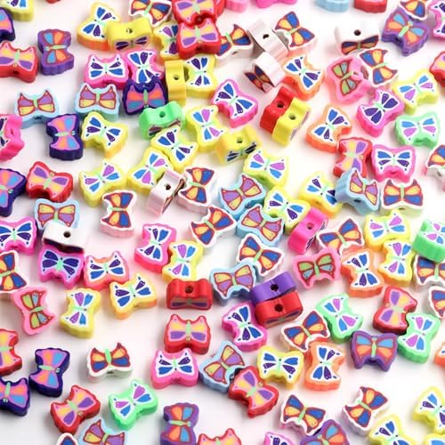 100 Pcs Butterfly Polymer Clay Beads Mixed Heishi Spacer Beads Supplies for DIY Bracelet Earring Necklace Jewelry Making - Image 3