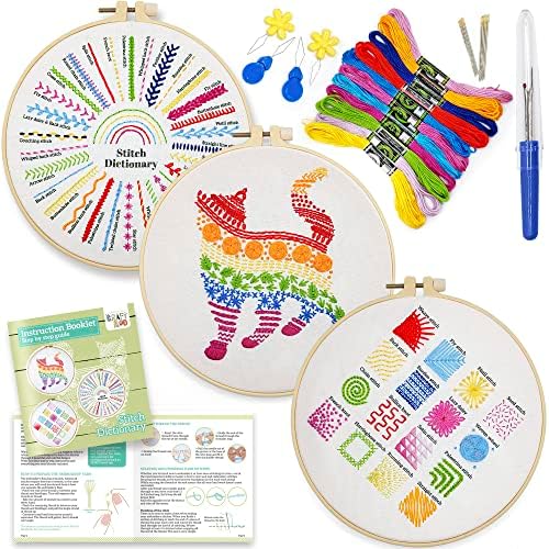 Cat Embroidery Kit for Beginners - Stamped Cross Stitch for Adults by Craftiloo