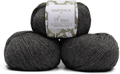 100% Baby Alpaca Yarn Wool Set of 3 Skeins (150 Grams) DK Weight - Made in Peru - Heavenly Soft and Perfect for Knitting and Crocheting (Gray, DK)
