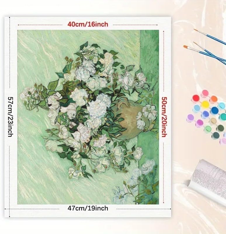 TAOPAOLAB Van Gogh Style Roses Paint by Numbers Kit for Adults – DIY Impressionist Flower Still Life Painting on Canvas 16x20 in, Acrylic Paint Set for Beginners, Art for Home Decoration or Gifts - Image 2