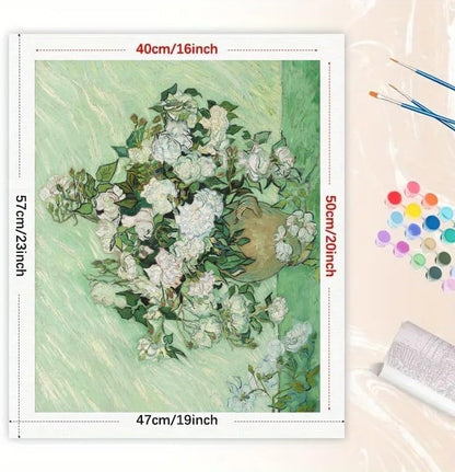 TAOPAOLAB Van Gogh Style Roses Paint by Numbers Kit for Adults – DIY Impressionist Flower Still Life Painting on Canvas 16x20 in, Acrylic Paint Set for Beginners, Art for Home Decoration or Gifts - Image 2