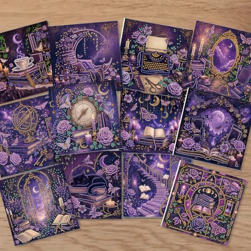 LAKEQUILL DIY Diamond Art Painting Greeting Kit, 12 Pieces, Creative Craft Set，Dark Academy - Image 3