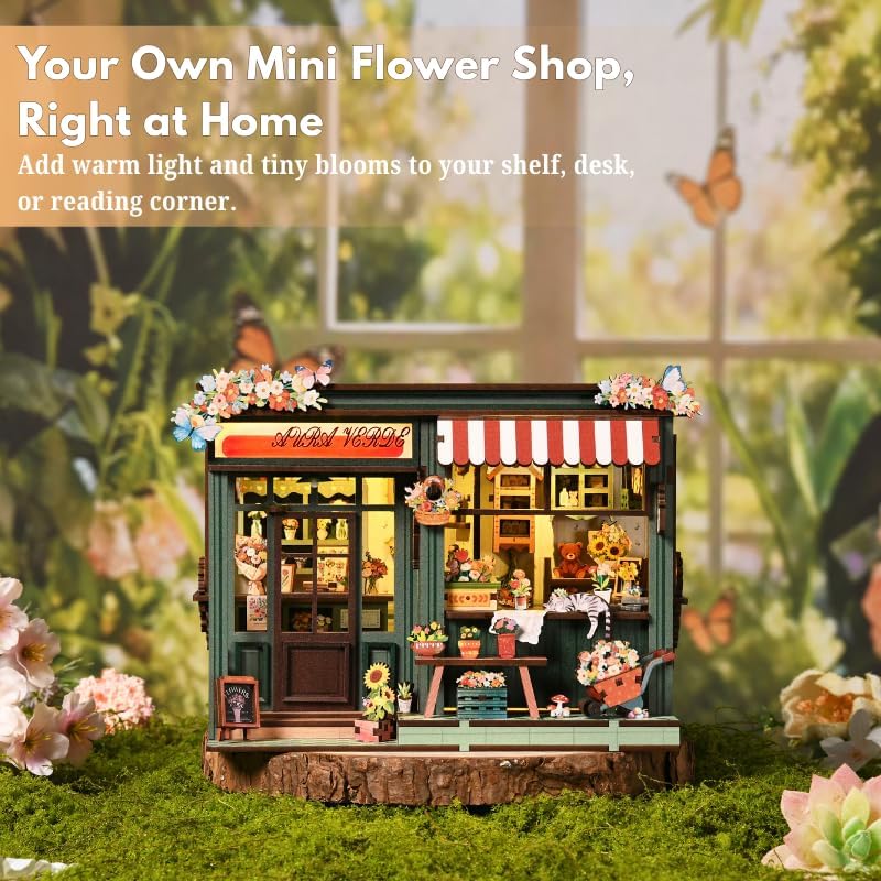 DIY Book Nook Kits for Adults, Book Nook Decor with Led Light, Miniature House Kit, 3d Wooden Puzzle Books Nooks Cats Garden Coffee Shop, Mini Dollhouse Kit for Bookshelf, Adult Craft Kits Gift - Image 2