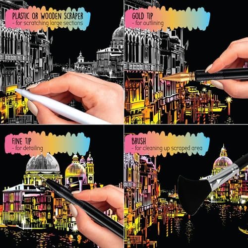 Scratch Art Book for Adults - City Series, 10 Rainbow Art and Crafts for Adults - Image 5