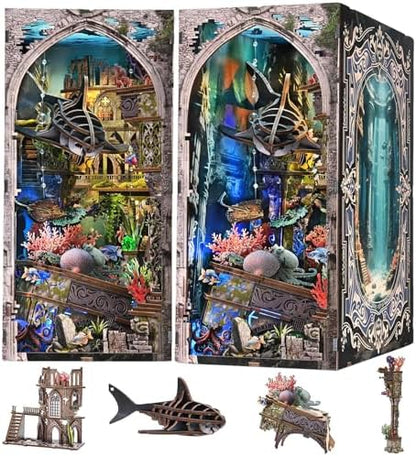 fifijoy Book Nook Kit - DIY Miniature Dollhouse for Adults and Teens, 3D Wooden Puzzle Booknook Bookshelf Insert Decor with LED Light, Unique Gift for Family and Friends (Lost City of Atlantis) by fifijoy