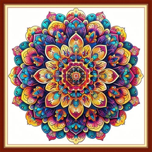 Joyhoor Stamped Cross Stitch Kits for Beginners, Needlepoint Kits for Adults, 11CT Counted Embroidery Kits-Magic Mandala 18x18 inchs by JoyhoorCrossStitchKits