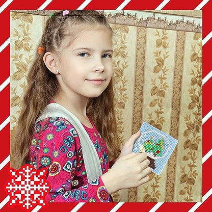 Pllieay Christmas 10-in-1 Cross Stitch Beginner Kit for Kids, Includes Instruction of 10 Different Patterns, 10 Printed Plastic canvases for Needlework, Needlepoint Starter Sewing Set - Image 6