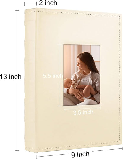 Vienrose Photo Album 4x6 300 Photos with Memo Area Leather Cover Large Capacity Slip-in Pictures Book for Wedding Baby Vacation, White