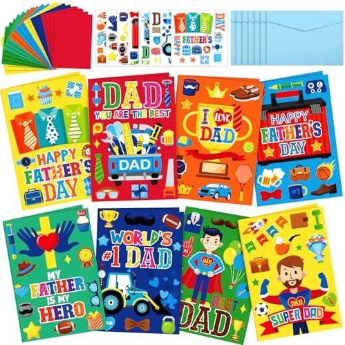 Fullhawl 48 Set Father's Day Card Making Kit with Stickers and Envelopes by Fullhawl