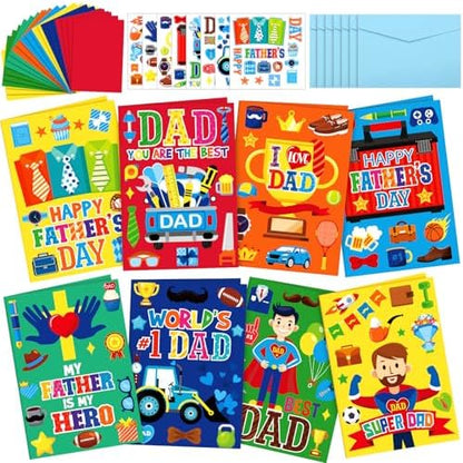 Fullhawl 48 Set Father's Day Card Making Kit with Stickers and Envelopes by Fullhawl