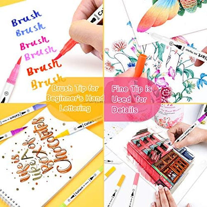 Caliart 72 Colors Double Tip Brush Pen Art Markers for Adult Coloring Books - Image 5